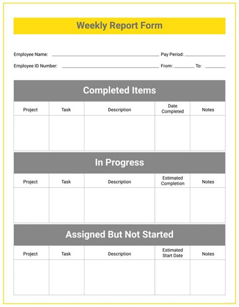 weekly activity report template excel